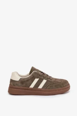 Damskie Evento Sneakersy Damskie Zamszowe Na Platformie Ciemnozielone Sylviona