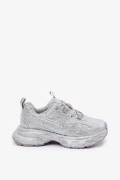 Online Boto Sneakersy Damskie Zdobione Cyrkoniami Srebrne Porrot