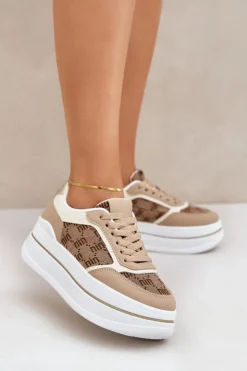 Boto Buty Sportowe Na Platformie|Sneakersy Damskie*Sneakersy Damskie Ze Wzorem Beżowe Fenarra