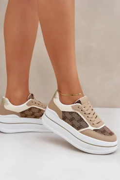 Boto Buty Sportowe Na Platformie|Sneakersy Damskie*Sneakersy Damskie Ze Wzorem Beżowe Fenarra