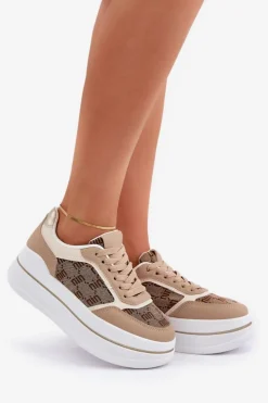 Boto Buty Sportowe Na Platformie|Sneakersy Damskie*Sneakersy Damskie Ze Wzorem Beżowe Fenarra