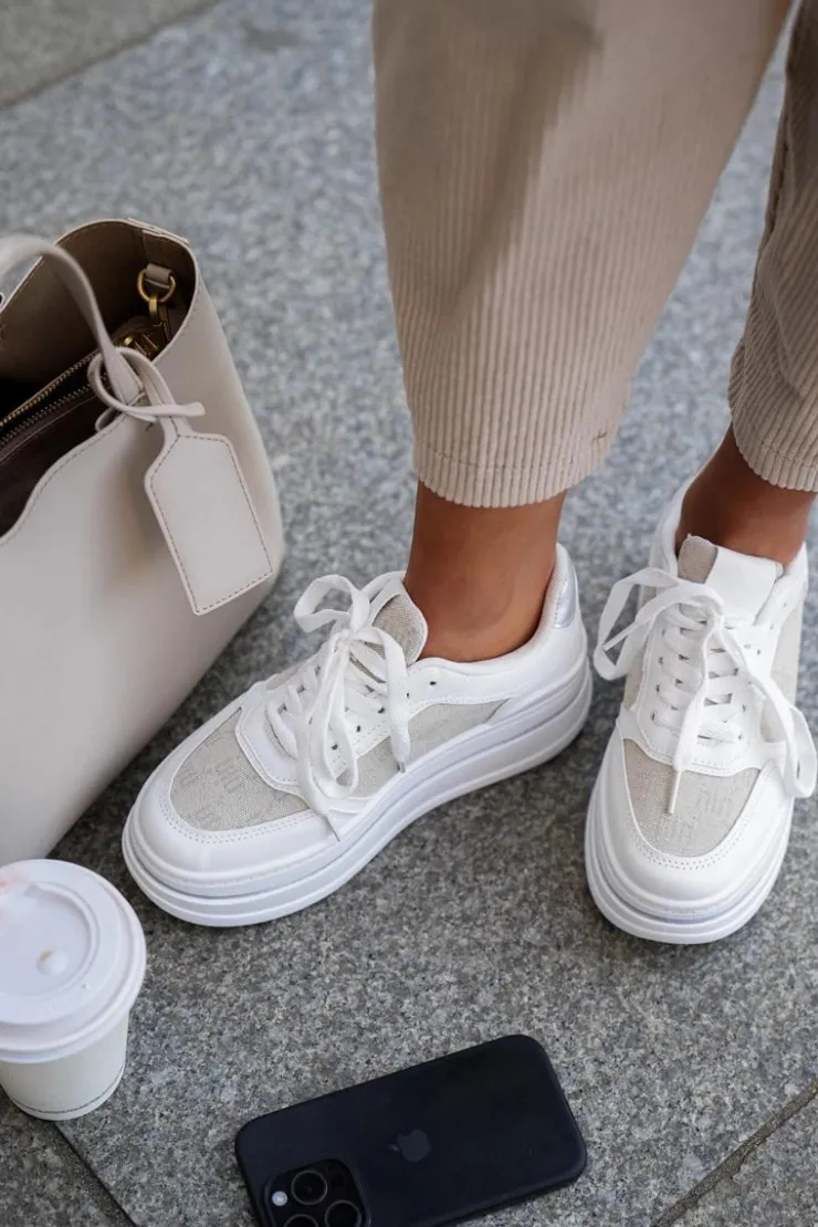 Online Boto Sneakersy Damskie Ze Wzorem Białe Fenarra Biały