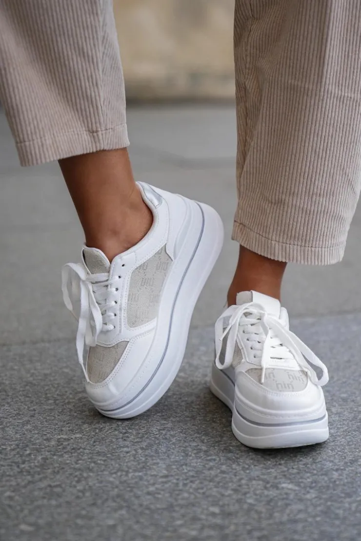 Online Boto Sneakersy Damskie Ze Wzorem Białe Fenarra Biały