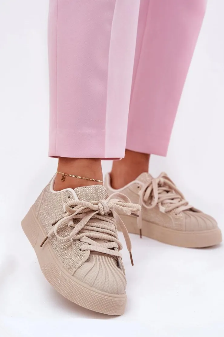 Online Boto Sneakersy Damskie Ze Zdobieniem Na Platformie Beżowe Eanneth Beżowy