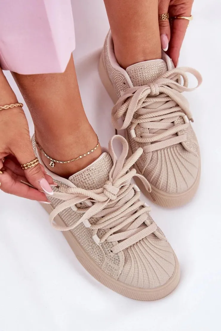 Online Boto Sneakersy Damskie Ze Zdobieniem Na Platformie Beżowe Eanneth Beżowy