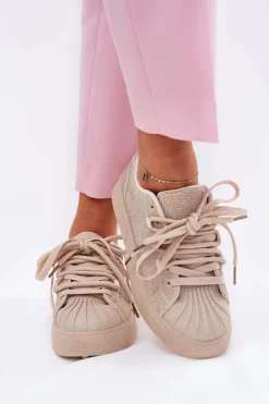 Online Boto Sneakersy Damskie Ze Zdobieniem Na Platformie Beżowe Eanneth Beżowy
