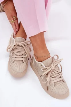 Online Boto Sneakersy Damskie Ze Zdobieniem Na Platformie Beżowe Eanneth Beżowy