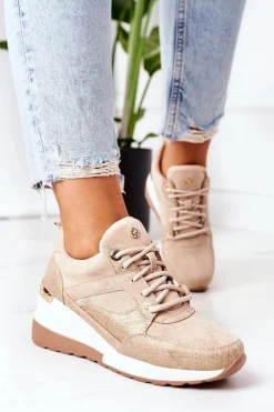 New Evento Sneakersy Na Koturnie Beżowe Temida