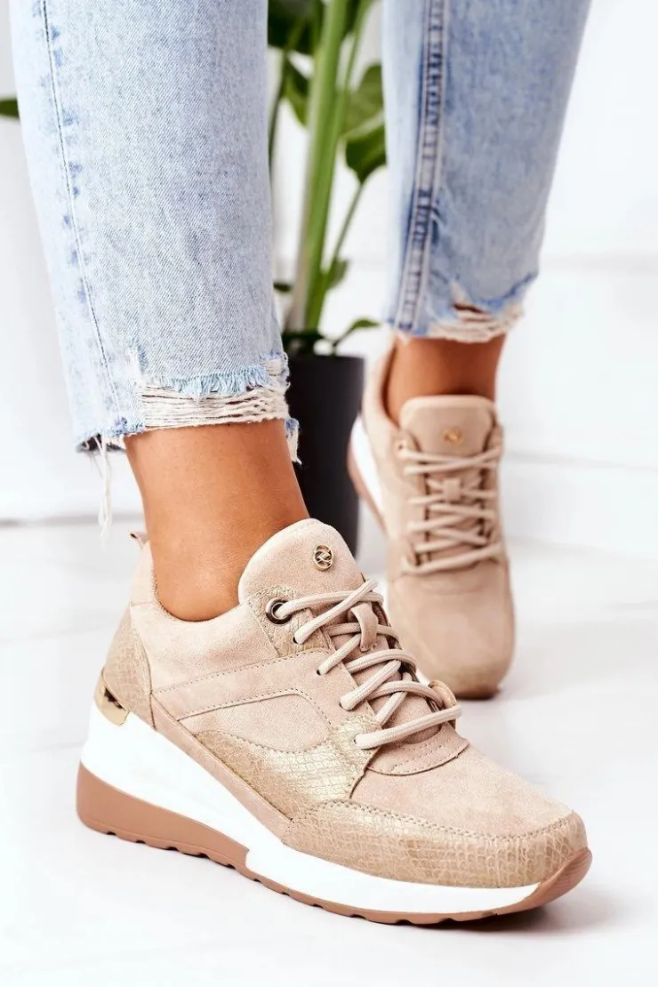 New Evento Sneakersy Na Koturnie Beżowe Temida