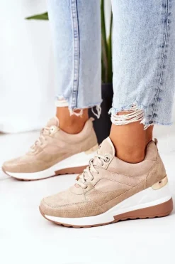 New Evento Sneakersy Na Koturnie Beżowe Temida