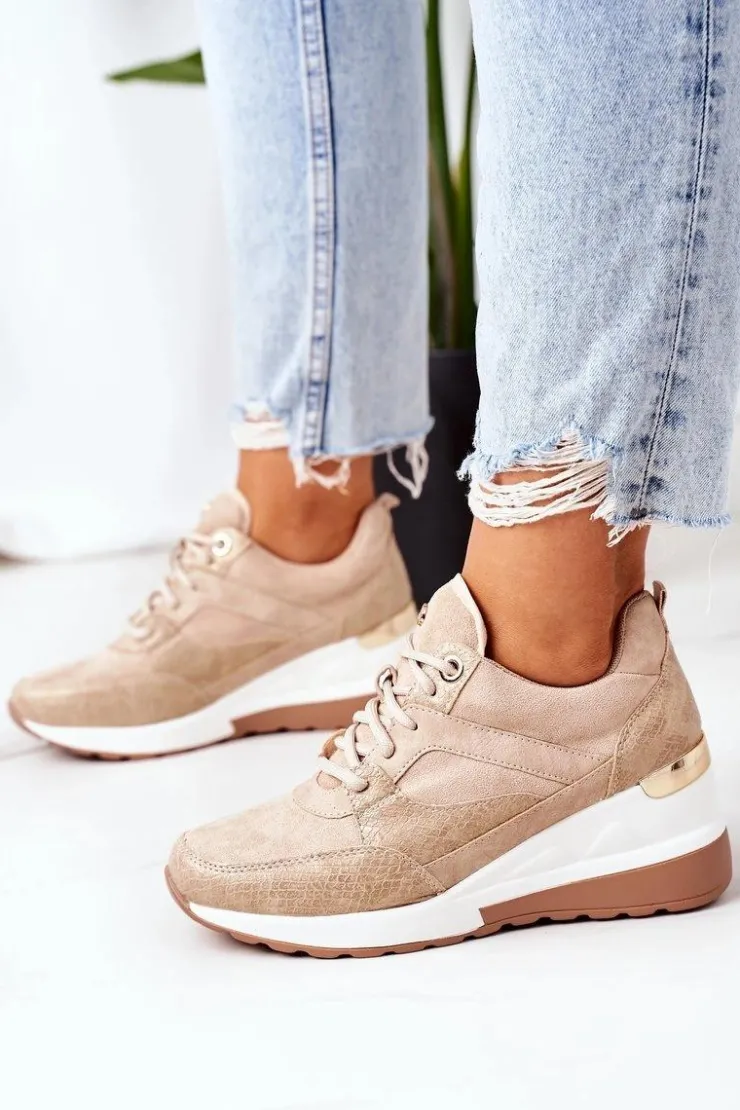 New Evento Sneakersy Na Koturnie Beżowe Temida