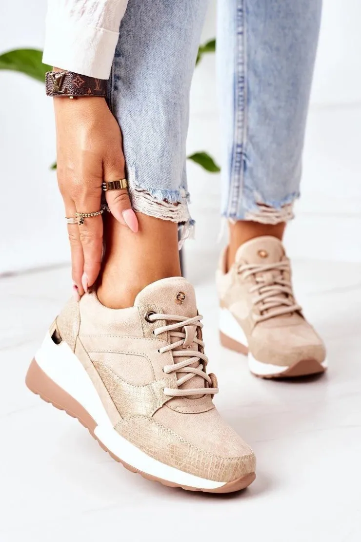 New Evento Sneakersy Na Koturnie Beżowe Temida