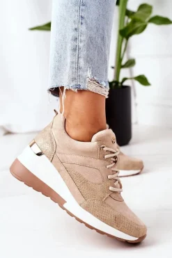 New Evento Sneakersy Na Koturnie Beżowe Temida