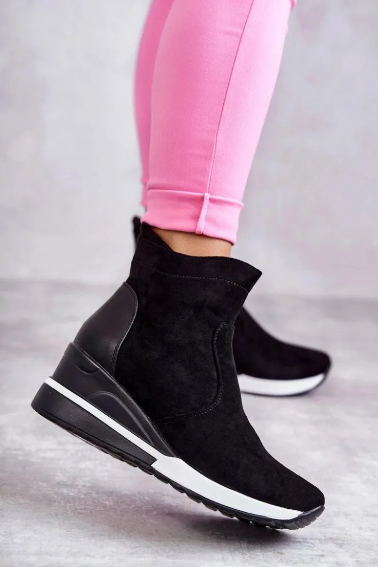 Buty damskie Vinceza Sneakersy Damskie*Sneakersy Na Koturnie Czarne Rita