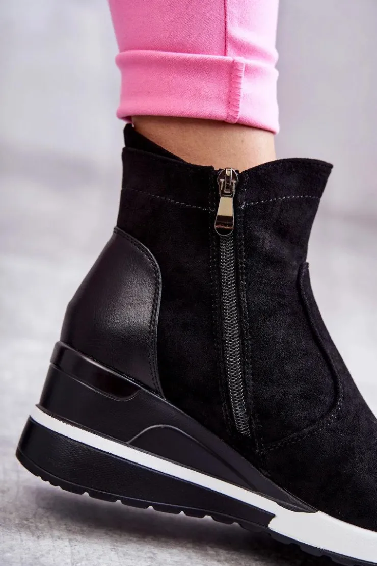 Buty damskie Vinceza Sneakersy Damskie*Sneakersy Na Koturnie Czarne Rita