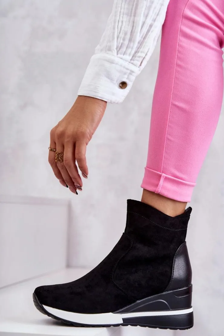 Buty damskie Vinceza Sneakersy Damskie*Sneakersy Na Koturnie Czarne Rita