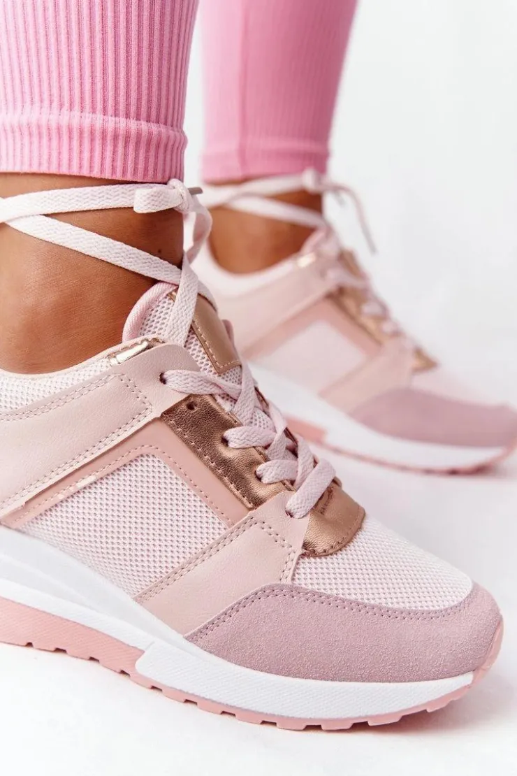 Boto Sneakersy Damskie*Sneakersy Na Koturnie Różowe Bye Bye Love