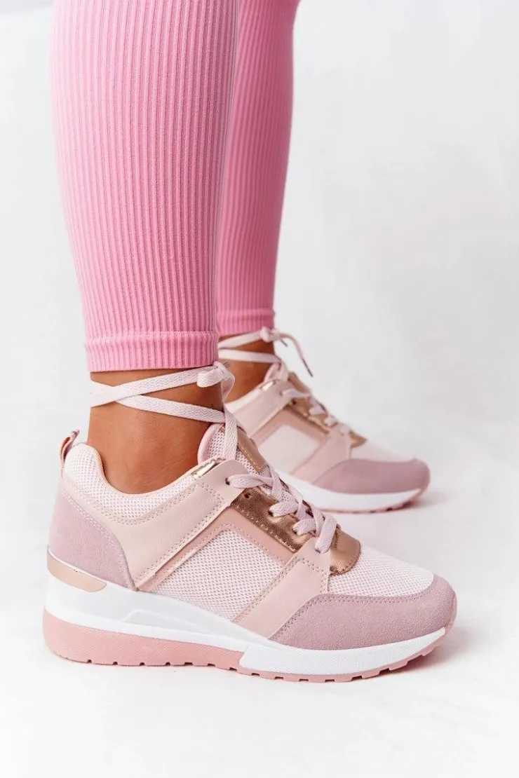 Boto Sneakersy Damskie*Sneakersy Na Koturnie Różowe Bye Bye Love