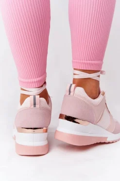 Boto Sneakersy Damskie*Sneakersy Na Koturnie Różowe Bye Bye Love