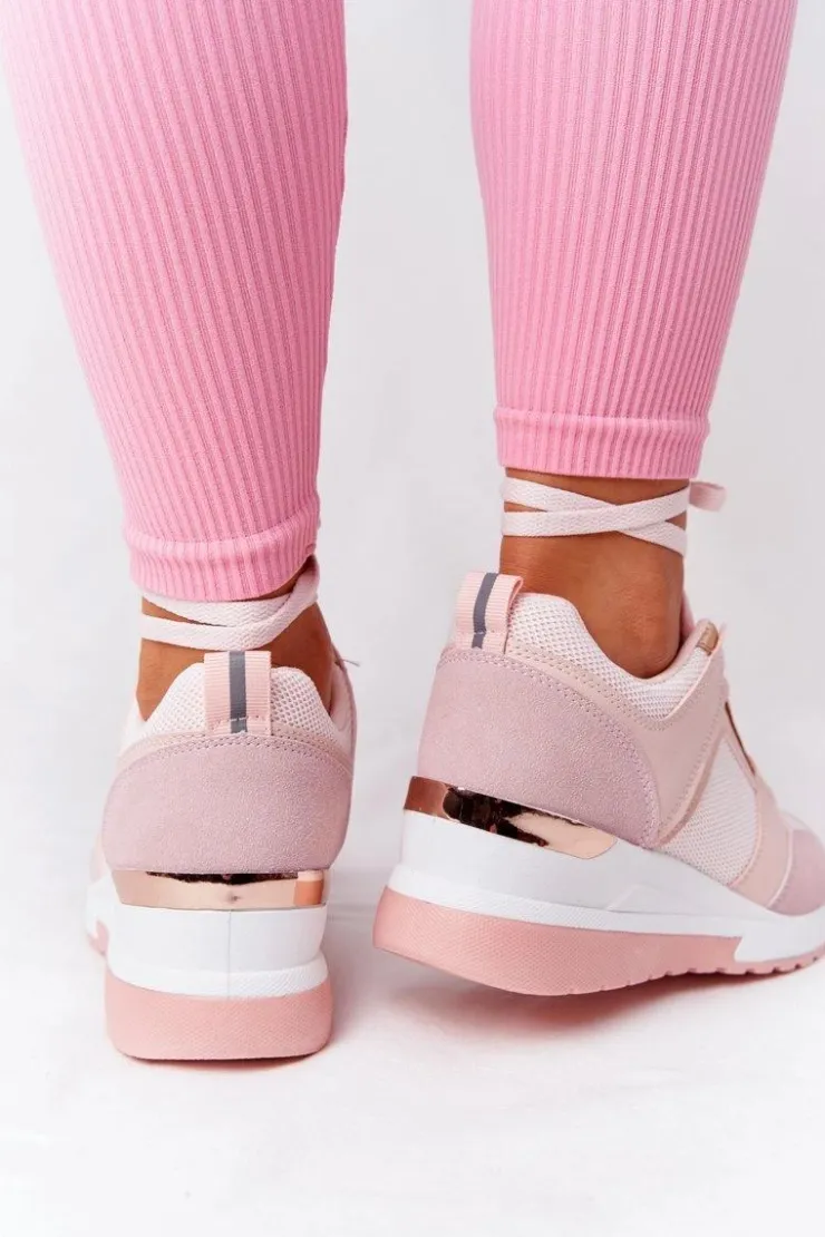 Boto Sneakersy Damskie*Sneakersy Na Koturnie Różowe Bye Bye Love