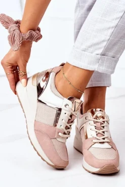 Buty damskie Vinceza Sneakersy Damskie*Sneakersy Na Koturnie Vinceza 10606 Różowe