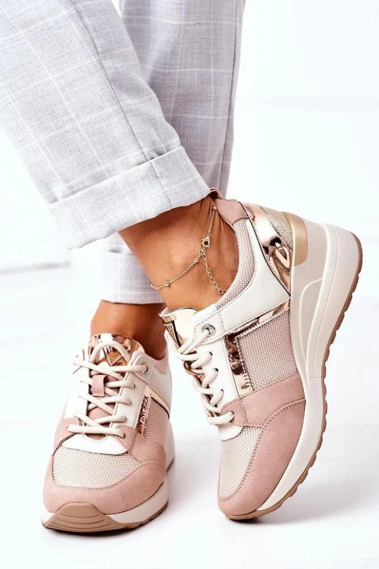 Buty damskie Vinceza Sneakersy Damskie*Sneakersy Na Koturnie Vinceza 10606 Różowe