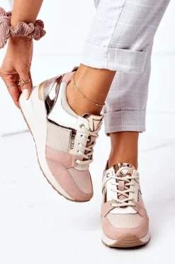 Buty damskie Vinceza Sneakersy Damskie*Sneakersy Na Koturnie Vinceza 10606 Różowe