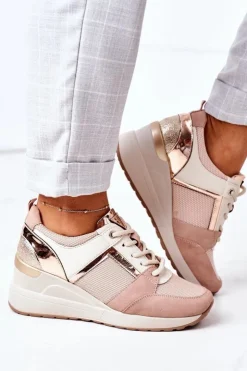 Buty damskie Vinceza Sneakersy Damskie*Sneakersy Na Koturnie Vinceza 10606 Różowe