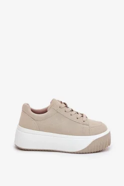 Boto Buty Sportowe Na Platformie|Sneakersy Damskie*Sneakersy Na Masywnej Platformie Gładkie Beżowe Tirvanis