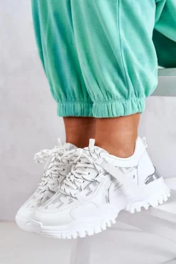Boto Sneakersy Damskie*Sneakersy Na Masywnej Podeszwie Białe Your Style