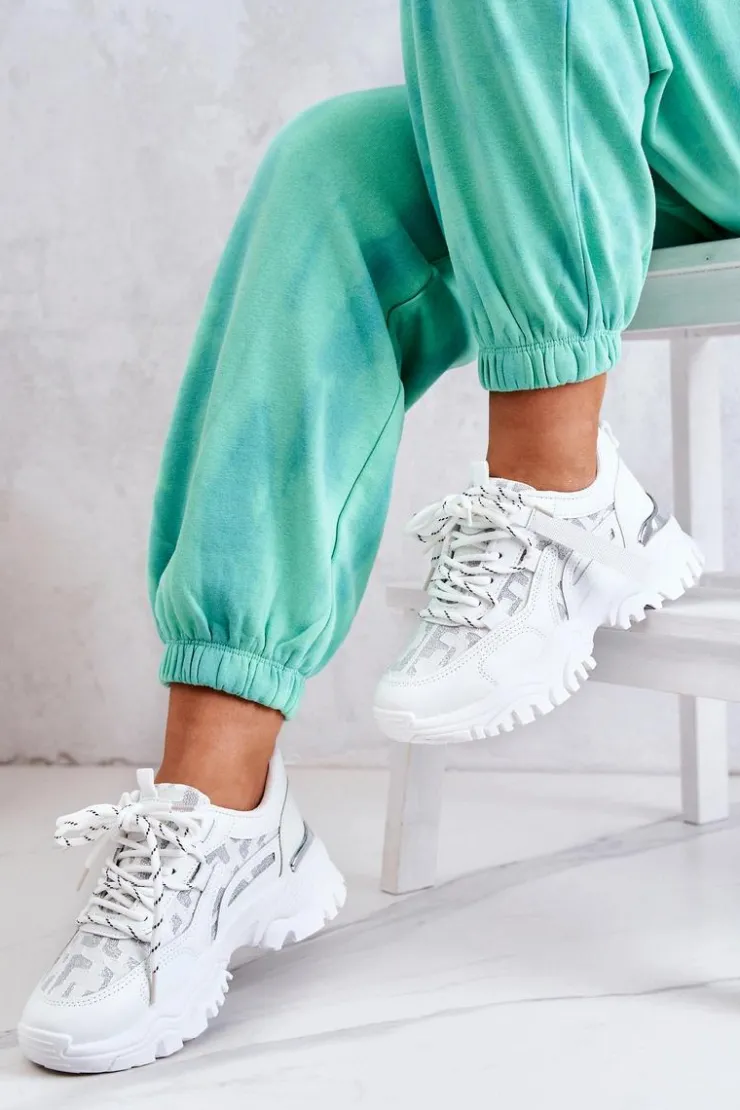 Boto Sneakersy Damskie*Sneakersy Na Masywnej Podeszwie Białe Your Style
