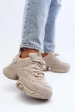 Online GOE Sneakersy Na Masywnej Podeszwie NN2N4046 Beżowe Beżowy