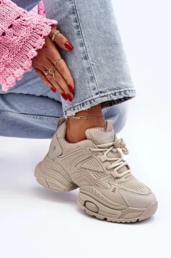 Online GOE Sneakersy Na Masywnej Podeszwie NN2N4046 Beżowe Beżowy