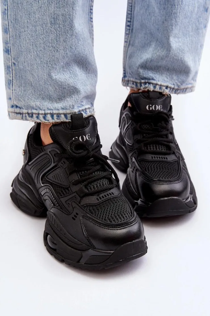 GOE Sneakersy Damskie*Sneakersy Na Masywnej Podeszwie NN2N4045 Czarne