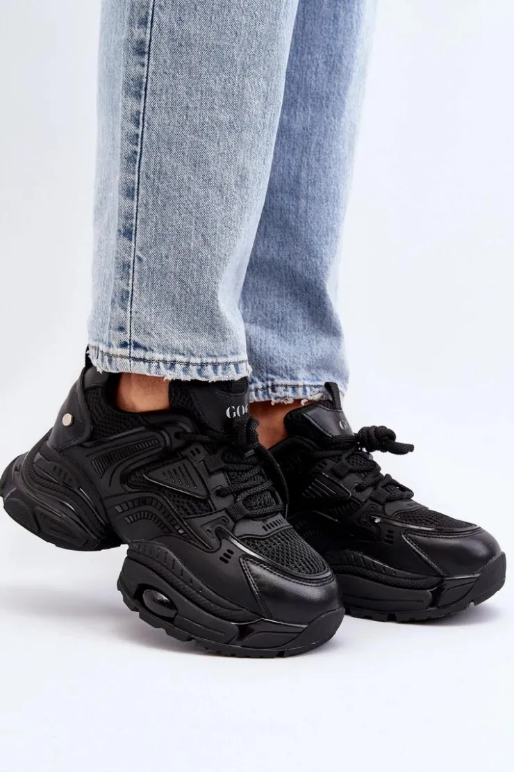 GOE Sneakersy Damskie*Sneakersy Na Masywnej Podeszwie NN2N4045 Czarne