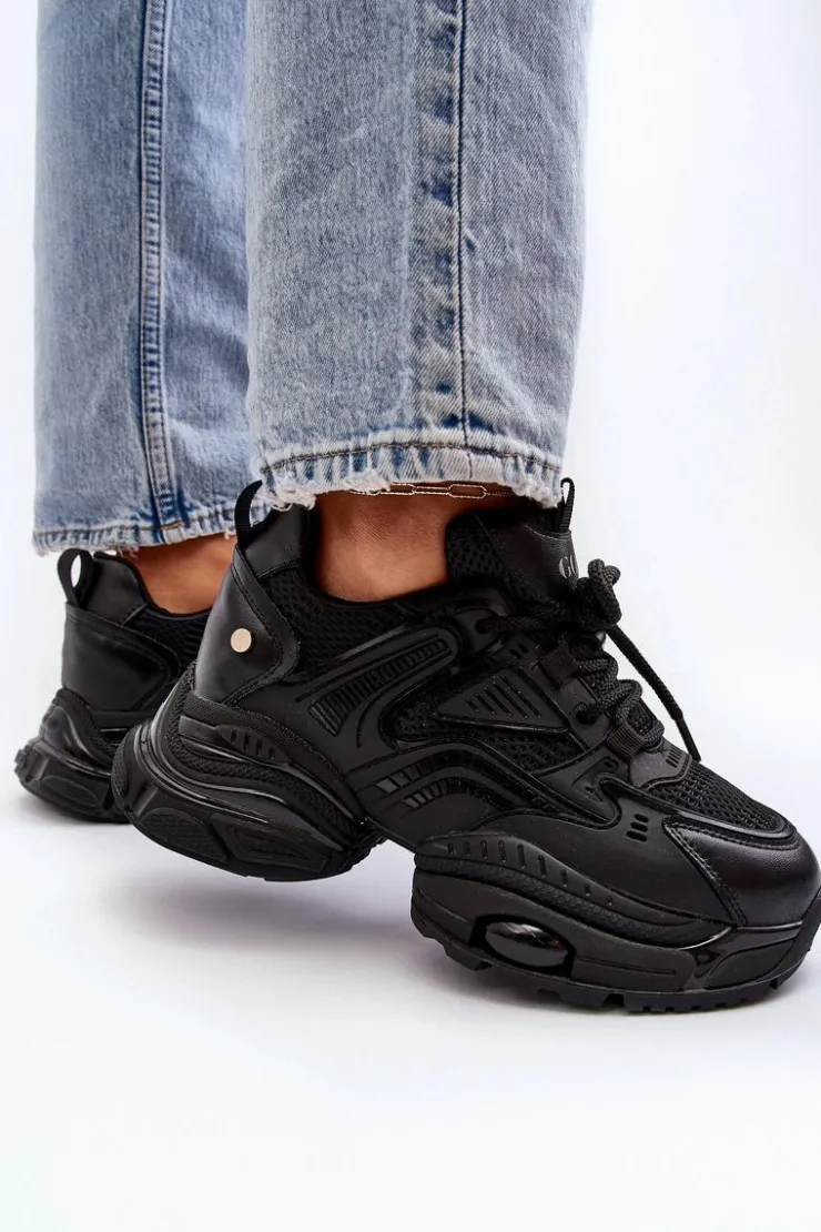 GOE Sneakersy Damskie*Sneakersy Na Masywnej Podeszwie NN2N4045 Czarne
