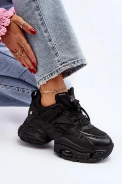 GOE Sneakersy Damskie*Sneakersy Na Masywnej Podeszwie NN2N4045 Czarne