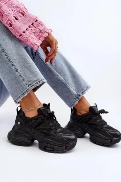 GOE Sneakersy Damskie*Sneakersy Na Masywnej Podeszwie NN2N4045 Czarne
