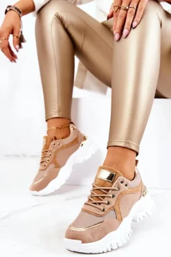 Boto Sneakersy Damskie*Sneakersy Na Platformie Brązowe Sallie