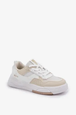Damskie Big Star Shoes Sneakersy Na Platformie Big Star OO274A155 Biało-Beżowe