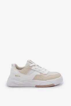 Damskie Big Star Shoes Sneakersy Na Platformie Big Star OO274A155 Biało-Beżowe