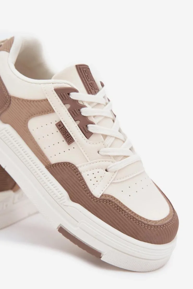 Big Star Shoes Buty Sportowe Big Star|Sneakersy Damskie*Sneakersy Na Platformie Big Star OO274A151 Ciemnobeżowe Beżowy