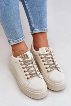Boto Buty Sportowe Na Platformie|Sneakersy Damskie*Sneakersy Na Platformie Z Ozdobnymi Sznurówkami Beżowe Fonetha