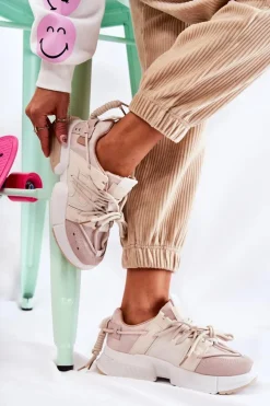 Clearance Boto Sneakersy Sportowe Buty Damskie Beżowe Someday Brązowy