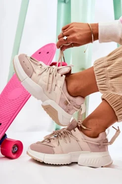 Clearance Boto Sneakersy Sportowe Buty Damskie Beżowe Someday Brązowy