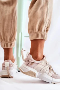 Clearance Boto Sneakersy Sportowe Buty Damskie Beżowe Someday Brązowy