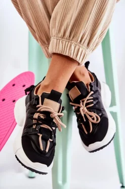 Damskie Boto Sneakersy Sportowe Buty Damskie Czarne Someday