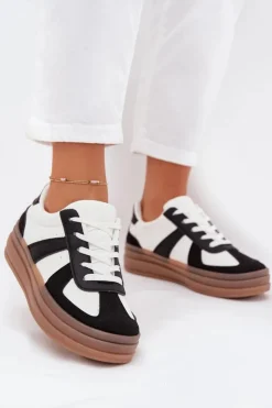 Clearance Boto Sneakesy Damskie Na Platformie Biało-Czarne Sivirae