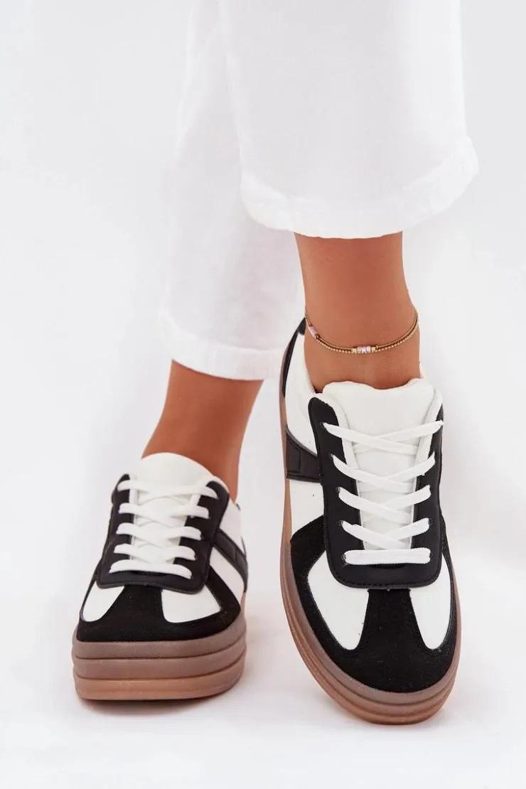 Clearance Boto Sneakesy Damskie Na Platformie Biało-Czarne Sivirae