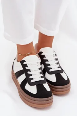 Clearance Boto Sneakesy Damskie Na Platformie Biało-Czarne Sivirae